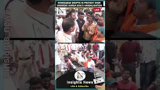 Hyderabad erupts in protest following vandalism of Goddess Durgahyderabad​ durgapuja​ vandalism​ [upl. by Soisanahta]