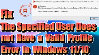 Fix The Specified User Does not Have a Valid Profile Error [upl. by Auos180]