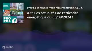 25 Les actualités de lefficacité énergétique du 06092024 [upl. by Phenice]