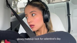 cherry glowy makeup  grwm valentines day [upl. by Biddick]