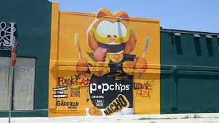 Garfield Popchips Billboard Art Mural Melrose Avenue Los Angeles California USA July 2 2024 [upl. by Latin]