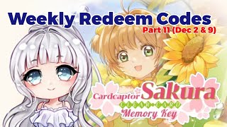 CARDCAPTOR SAKURA MEMORY KEY WEEKLY REDEEM CODES PART 11 [upl. by Reace]