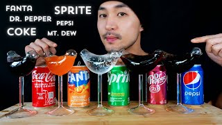 ASMR DRINKING MOST POPULAR SODAS COCA COLA FANTA SPRITE DRPEPPER PEPSI 9999 SATISFACTION [upl. by Klos]