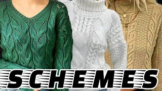 5 схем вязаных свитеров 5 knitted sweater patterns [upl. by Sevart395]