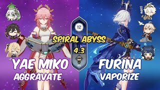 F2P Yae Miko Aggravate  Furina Vaporize  Genshin Impact Spiral Abyss 43 [upl. by Leibman]