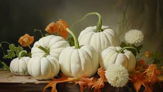 Fall Pumpkins  Oil Paintings  TV Screensaver  Autumn Theme Still Life [upl. by Pheni]