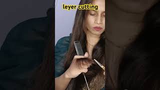 Self Leyer cut in long hair viral cutting haircut hack Tredystyle [upl. by Jamesy19]