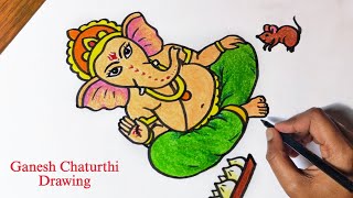 Lord Ganesha Drawing full body  How to Draw Ganesh Chaturthi Drawing  Ganpati Drawing [upl. by Hen701]