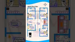 House plan 112x1574m  3BHK Floor Plan  Three bedrooms home houseplan homedesign shorts [upl. by Yroc]