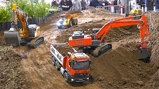 Fantastic RC Construction Site RC Excavators Dump Trucks Faszination Modellbau Friedrichshafen 2023 [upl. by Arreyt]