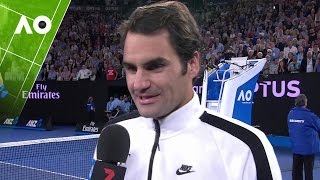 Roger Federer on court interview SF  Australian Open 2017 [upl. by Arlana]