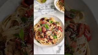 Easy prawn pasta with tomatoes olives capers and anchovies recipe [upl. by Adnilre999]