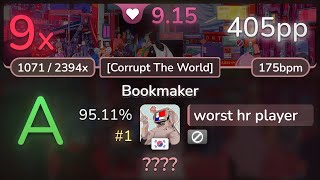 92⭐ worst hr player  Kobaryo  Bookmaker Corrupt The World 9511 1  405pp 9❌  osu [upl. by Anrehs]