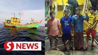 MMEA detains fishing boats with foreign crew off Penang [upl. by Atekihc]