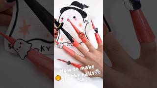 How to make DIY spooky paper nails👻🎃😈 halloween halloweendiy papernails spooky spookydiy [upl. by Eirrab]