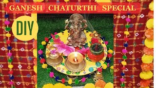 Ganesh Chaturthi Decoration Special  Pooja Chowki Making  Decoration ideas  Artandcraftideas [upl. by Norrehc58]