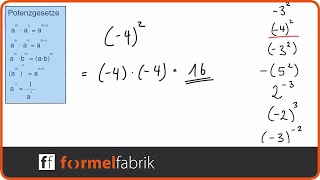 Potenzgesetze Umgang mit Klammern und Minus Nr 4 [upl. by Eetnuahs845]