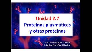 2 7 Proteínas plasmáticas [upl. by Melamie]