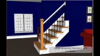 Open Sided Staircase Remodel With Adjustable Iron Balusters [upl. by Lian]