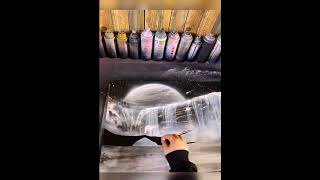 Easy moon painting for beginners step by step moon painting over the mountain painting foryou [upl. by Courtund890]