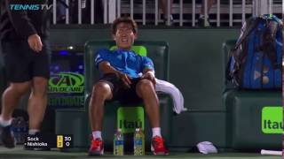 Nishioka got injured and abstained  Miami Open 2017 [upl. by Strickman]