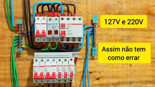 Como ligar quadro 220V com circuitos 127V para casa 4 cômodos [upl. by Arramas669]