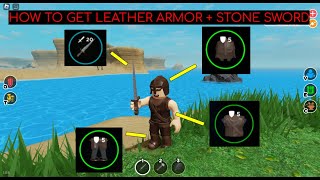 How to CRAFT LEATHER ARMOR  STONE SWORD Survival Game  ROBLOX [upl. by Pride]