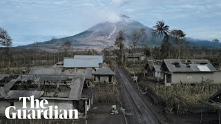 Drone footage reveals damage from Indonesias Mount Semeru volcano eruption [upl. by Emmons]