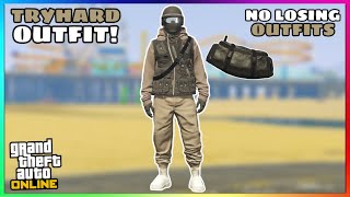 Easy Tan Joggers Utility Vest Glitched Tryhard Modded Outfit No Transfer GTA Online [upl. by Aronos]