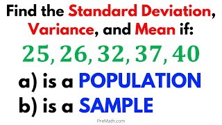 How to Find the Standard Deviation Variance and Mean of a Sample and a Population  Easy Tutorial [upl. by Monteith677]