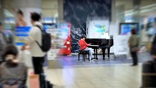 quotBattle on the Big Bridgequot Played by 11YearOld at an Airport Street Piano from Final Fantasy V [upl. by Kiefer]