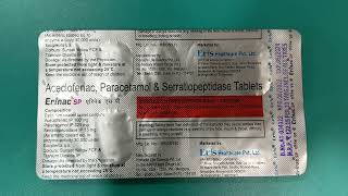 Aceclofenac Paracetamol and Serratiopeptidase Tablets Uses  Erinac SP Tablets [upl. by Luann620]