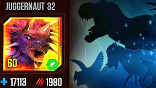 NEW EVENT JUGGERNAUT 32 DEFEAT 10 VS 20 OPPONENTS  JURASSIC WORLD THE GAME [upl. by Adachi]