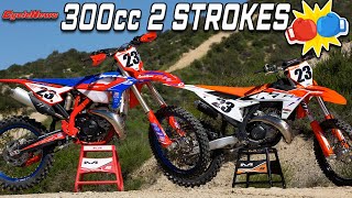 Beta 300 RX vs KTM 300 SX 💨 300cc 2 Stroke Showdown  Cycle News [upl. by Sarat]