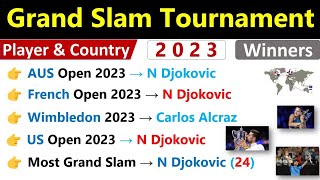 All Grand Slam Tournament 2023  Current Affairs  US Open Australian Open French Open amp Wimbledon [upl. by Benge881]