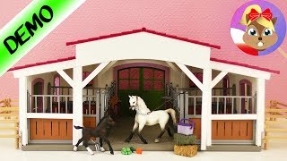 Budowa stadniny od Schleich  HORSE CLUB stadnina z jeźdźcem koniem źrebakiem  Unboxing Demo [upl. by Ashely664]