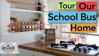 Tour Our Skoolie  A Complete Walk Through Tour Of Our Converted School Bus [upl. by Olympias]