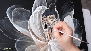 Transparent Flower on Black Background  Acrylic Painting Step by Step 211 [upl. by Montagna]