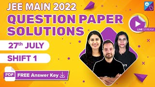 JEE Main 2022 Question Paper Solutions 27th July Shift 1  JEE Main 2022 Paper Analysis Discussion [upl. by Orth949]