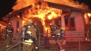 Firefighters Battle Late Night House Fire  VermontSlauson [upl. by Akimad347]