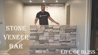 DIY How To Stone Veneer Bar or Fireplace  El Durado Stone [upl. by Clayson710]