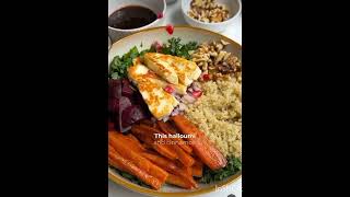 Halloumi amp carrot roasted honey bowl its healthy dishes [upl. by Wixted857]