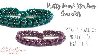 Pretty Pearl Stacking Bracelets  Right Angle Weave  Beading Tutorial [upl. by Aenal]