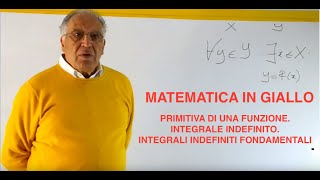 PRIMITIVA DI UNA FUNZIONEINTEGRALE INDEFINITOINTEGRALI INDEFINITI FONDAMENTALIMATEMATICA INGIALLO [upl. by Curley520]