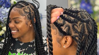 27 million HEART BRAIDS TWIST BRAIDS STITCH BRAIDS  CURLY ENDS 💕✨ [upl. by Bruns]