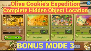 Bonus Mode Chapter 3 Olive Cookies Expedition Complete Hidden Object Location  Cookie Run Kingdom [upl. by Nomolos]