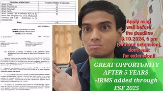 IRMS added through UPSC ESE 2025  great opportunity after 5 years utilize by applying well in time [upl. by Godric]