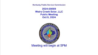 202400099 Weirs Creek Solar LLC  Public Comments Meeting [upl. by Llessur]