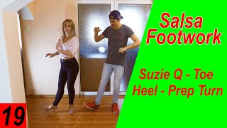 Salsa Footwork 19  Suzie Q Combo  2020 MariusElenaBachata [upl. by Muhan]