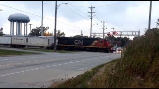 CN C408 2117 leads CN Q144 Triple Crown Train through Port Huron MI 92114 [upl. by Ymeraj]